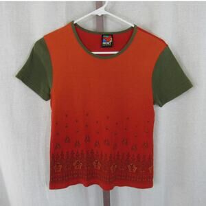 Mickey Unlimited Vintage Tee Shirt Color Block Mickey Mouse Red Green Orange